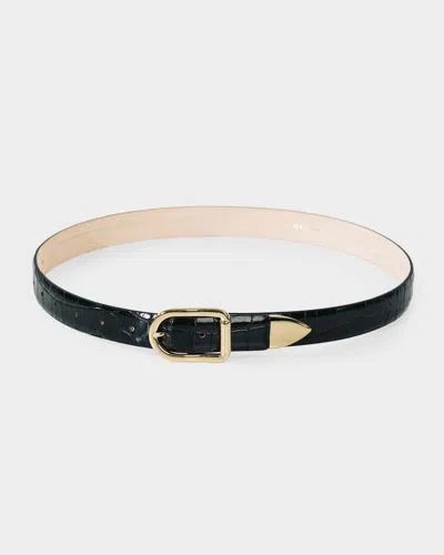 Dehanche Mija Croco Tip Leather Belt In Black