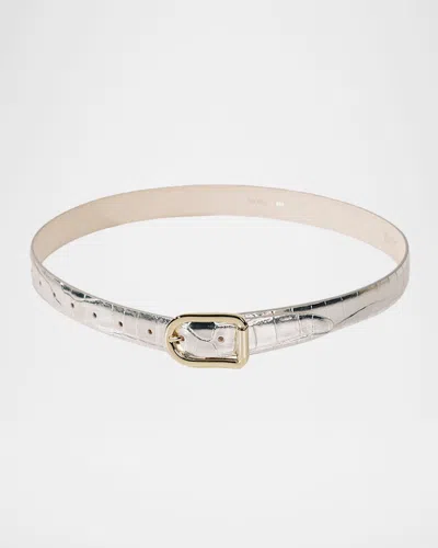 Dehanche Mija Mirror Croc-embossed Leather Belt In Gold
