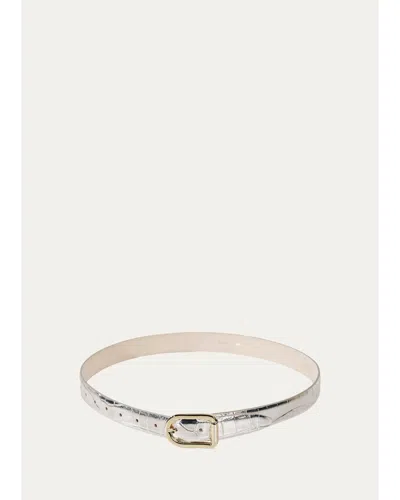 DEHANCHE MIJA MIRROR CROC-EMBOSSED LEATHER BELT