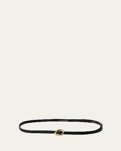 Dehanche Orbite Skinny Leather Belt In Black Gold