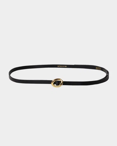 Dehanche Orbite Skinny Leather Belt In Black Gold
