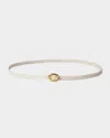 Dehanche Orbite Skinny Leather Belt In Ivory Gold