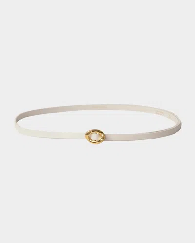 Dehanche Orbite Skinny Leather Belt In Ivory Gold
