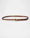 Dehanche Orbite Skinny Leather Belt In Saddle Gold