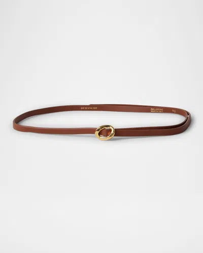 Dehanche Orbite Skinny Leather Belt In Saddle Gold