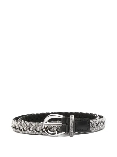 Dehanche Priscilla Rhinestone Braided Belt In Black