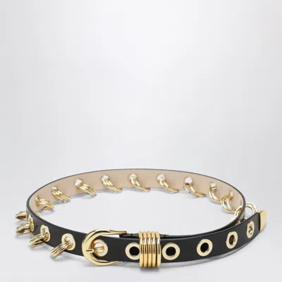 Dehanche Déhanche Revenge Belt Black/gold In Leather With Metal Eyelets
