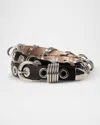 Dehanche Revenge Grommet Leather Belt In Black/silver
