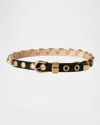 Dehanche Revenge Grommet Rivet & Rings Leather Belt In Black Gold