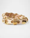 Dehanche Revenge Grommet Rivet & Rings Leather Belt In Ivory Gold