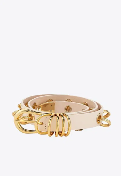 Dehanche Revenge Leather And 24k Gold Belt In White