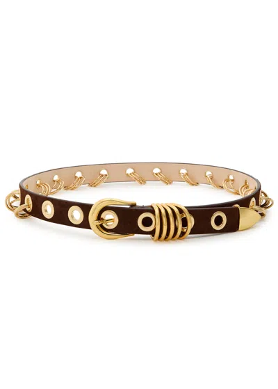 Dehanche Revenge Ring-embellished Suede Belt In Brown