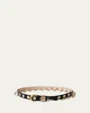 Dehanche Revenge Two Toned Leather Belt In Black Silver Gold