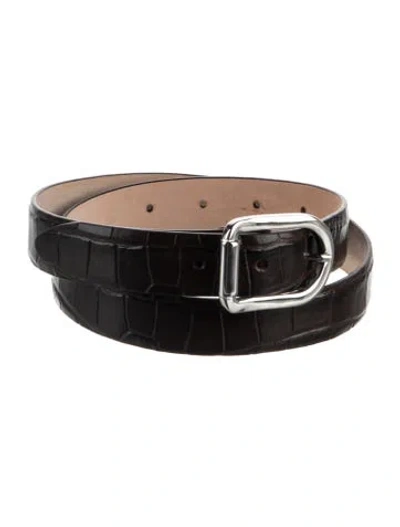 Pre-owned Dehanche Skinny Alligator Belt In Brown