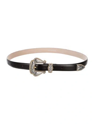 Pre-owned Dehanche Skinny Calf Leather Belt In Black