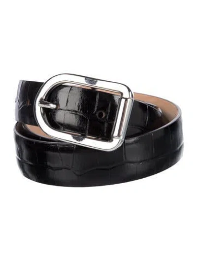 Pre-owned Dehanche Skinny Embossed Leather Belt In Black