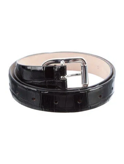 Pre-owned Dehanche Skinny Embossed Leather Belt In Black