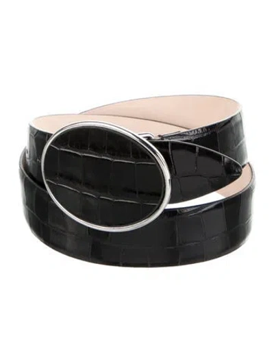 Pre-owned Dehanche Skinny Embossed Leather Belt In Blue