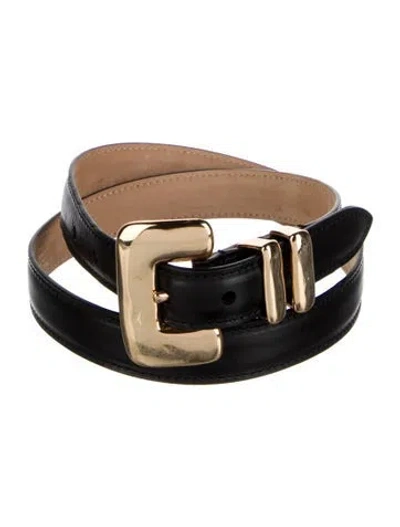Pre-owned Dehanche Skinny Leather Belt In Black