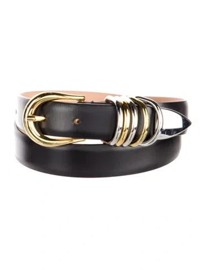 Pre-owned Dehanche Skinny Leather Belt In Black