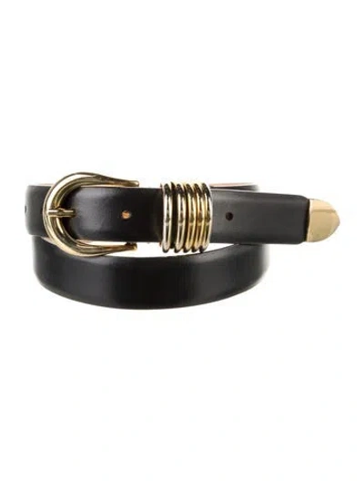 Pre-owned Dehanche Skinny Leather Belt In Black