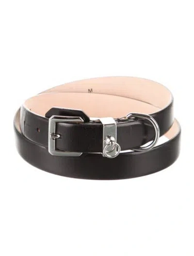 Pre-owned Dehanche Skinny Leather Belt In Black