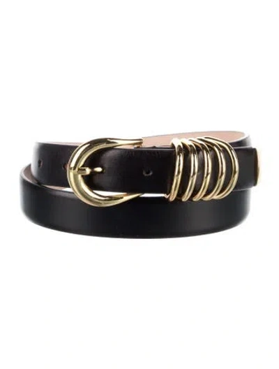 Pre-owned Dehanche Skinny Leather Belt In Black