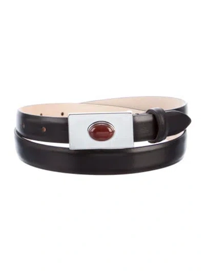 Pre-owned Dehanche Skinny Leather Belt In Black