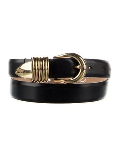 Pre-owned Dehanche Skinny Leather Belt In Black
