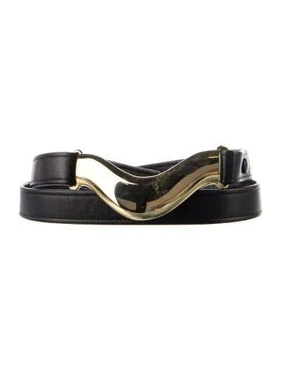 Pre-owned Dehanche Skinny Leather Belt In Black
