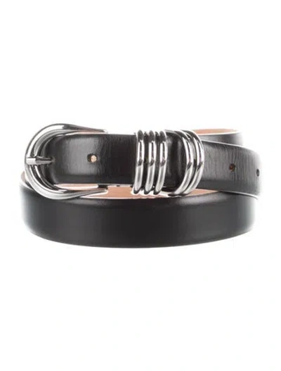 Pre-owned Dehanche Skinny Leather Belt In Black