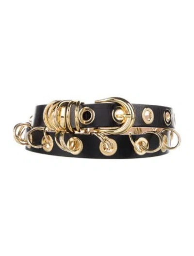 Pre-owned Dehanche Skinny Leather Belt In Black