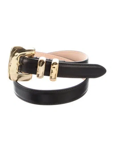 Pre-owned Dehanche Skinny Leather Belt In Black