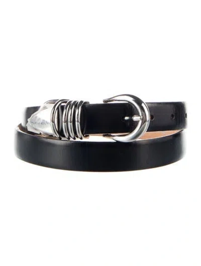 Pre-owned Dehanche Skinny Leather Belt In Black