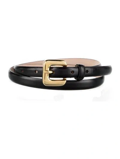 Pre-owned Dehanche Skinny Leather Belt In Black