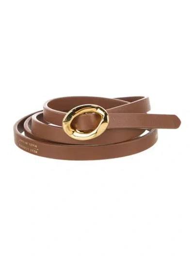 Pre-owned Dehanche Skinny Leather Belt In Brown