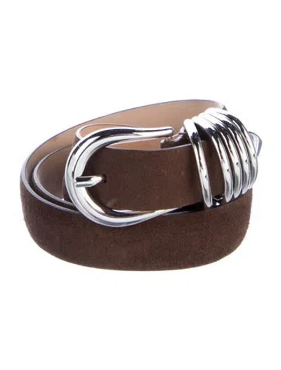 Pre-owned Dehanche Skinny Leather Belt In Brown