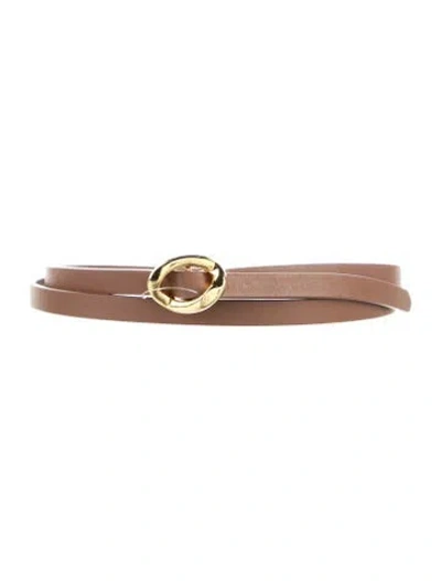 Pre-owned Dehanche Skinny Leather Belt In Brown