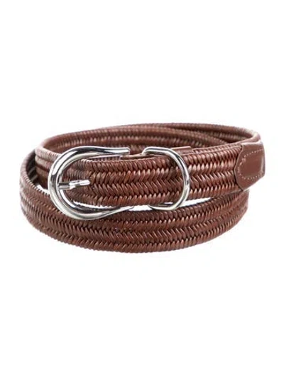 Pre-owned Dehanche Skinny Leather Belt In Brown