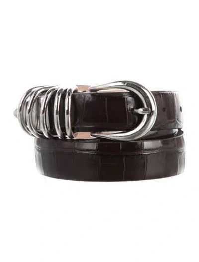 Pre-owned Dehanche Skinny Leather Belt In Brown