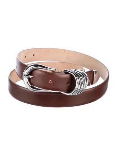 Pre-owned Dehanche Skinny Leather Belt In Brown