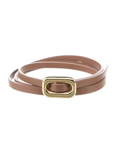 Pre-owned Dehanche Skinny Leather Belt In Brown