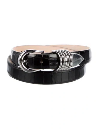 Pre-owned Dehanche Skinny Leather Belt W/ Tags In Black