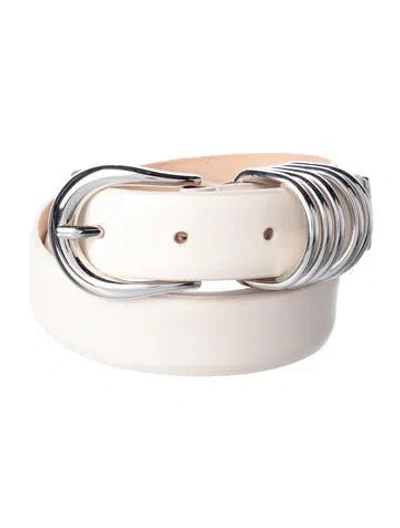 Pre-owned Dehanche Skinny Leather Belt In White