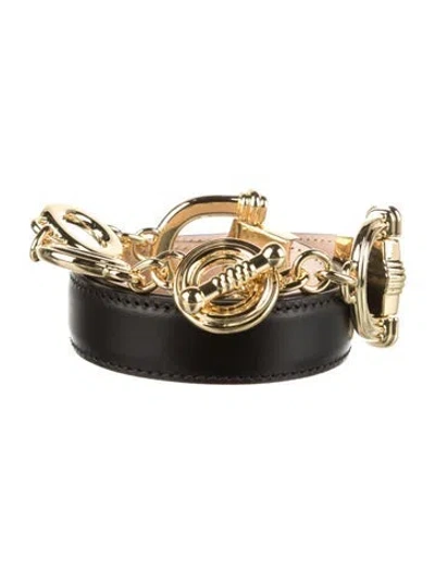 Pre-owned Dehanche Skinny Leather Waist Belt In Black