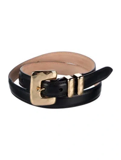 Pre-owned Dehanche Skinny Leather Waist Belt In Black