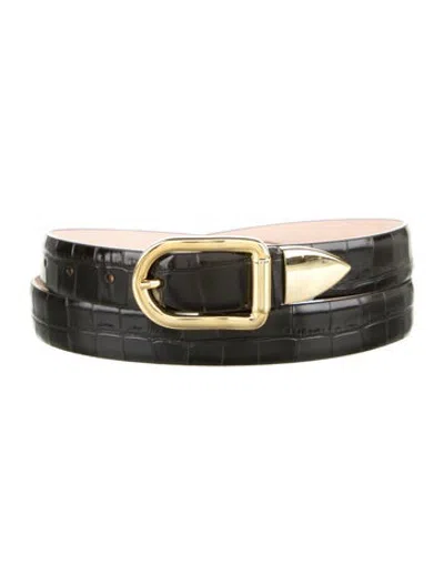 Pre-owned Dehanche Skinny Leather Waist Belt In Black