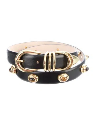 Pre-owned Dehanche Skinny Leather Waist Belt In Black
