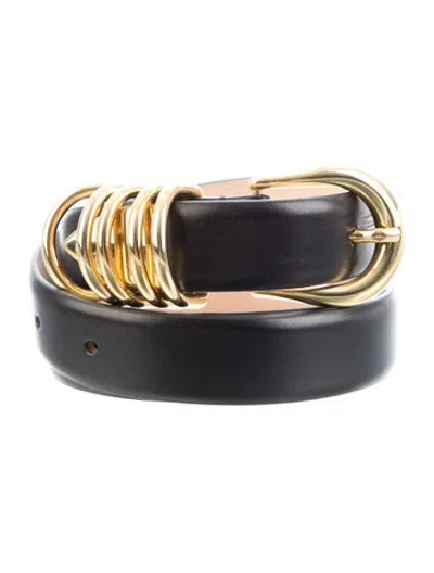 Pre-owned Dehanche Skinny Leather Waist Belt In Black