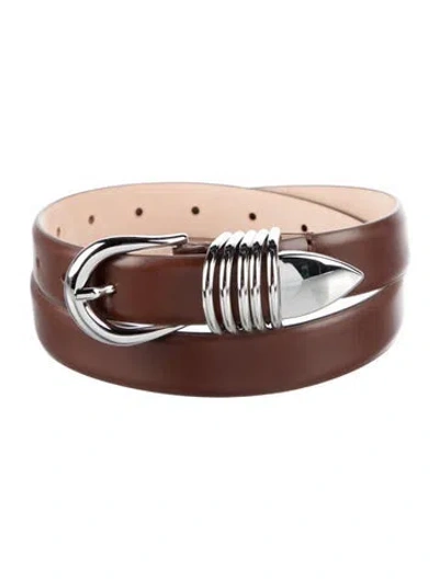 Pre-owned Dehanche Skinny Leather Waist Belt W/ Tags In Brown